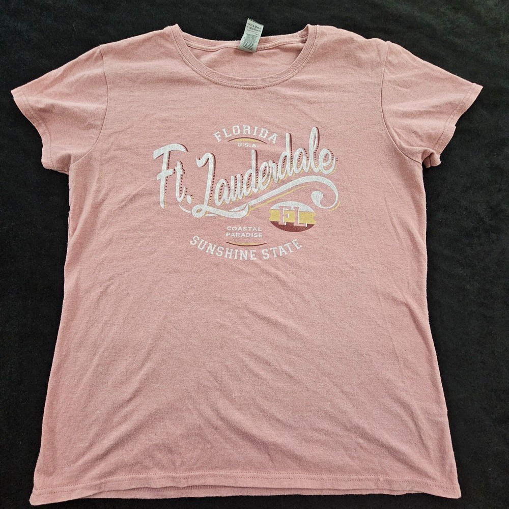 Fort Lauderdale FL Coastal Paradise Pink/Orange Short Sleeve T-Shirt Women's L